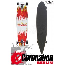 Krown - Red White Flame Pintail Longboard Complete