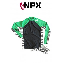 NPX Rash Vest Zebra L/S pour Männer vert/noir